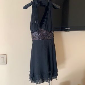 NWOT silk Chiffon and sequin Bebe mini dress